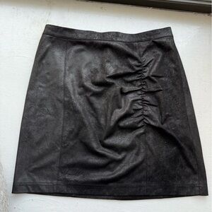 Free People Ruched Pleather Mini Skirt Size S